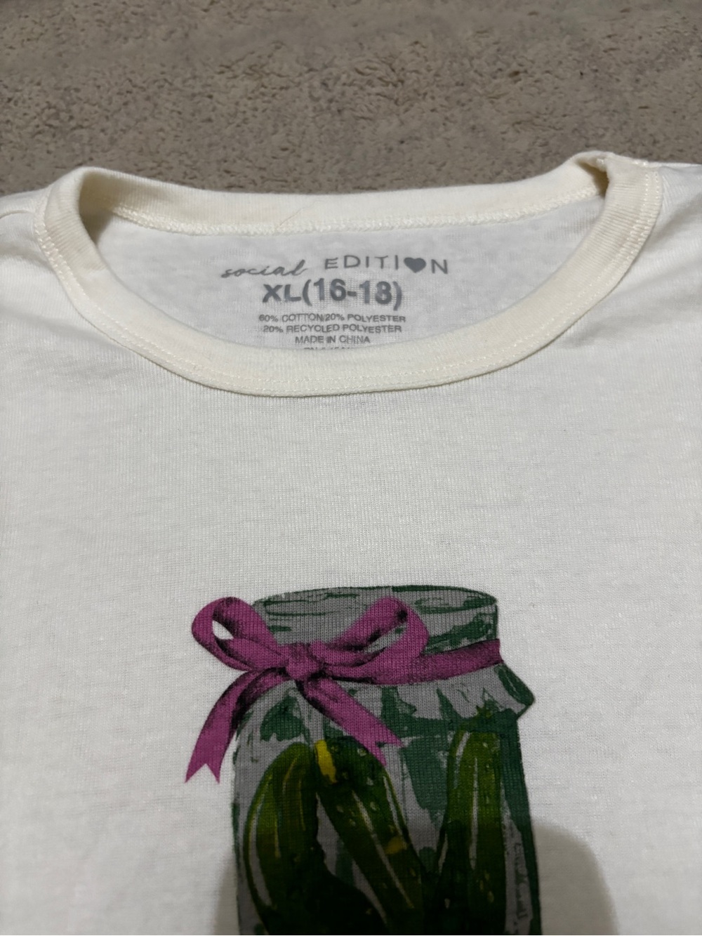 Social Edition XL White Graphic Tee with Pickle Jar Print